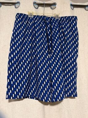 Men's Blue Geometric Print Swim Trunks with Elastic Waist